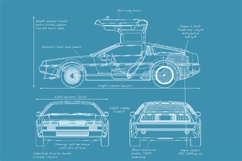 DeLorean BluePrint | Delorean time machine, Delorean, Back to the future