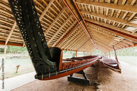 Carved maori canoe in Waitangi, New Zealand Stock Photo | Adobe Stock