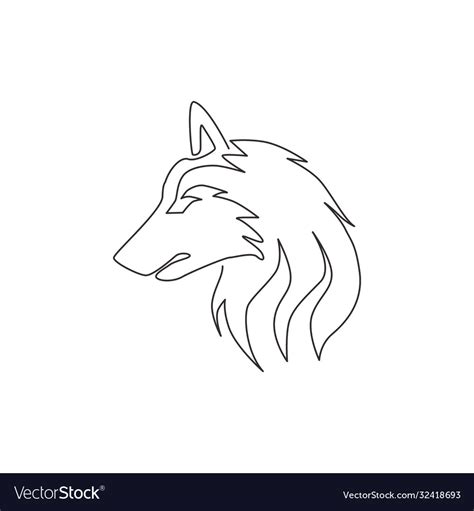 One single line drawing dangerous wolf head Vector Image