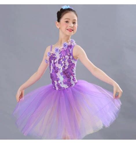 Girls kids purple ballet dance dresses jazz dance dresses stage performance modern dance ballet ...