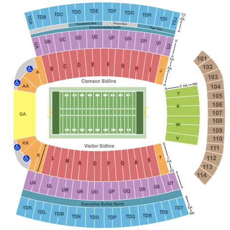 Clemson Memorial Stadium Seating Chart | Clemson Memorial Stadium | Clemson, South Carolina