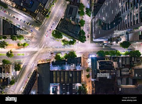 Melbourne City at Night Aerial View Stock Photo - Alamy