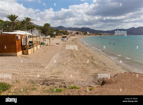 La Isla Plana beach Murcia Spain located between Puerto de Mazarron and Cartagena Stock Photo ...