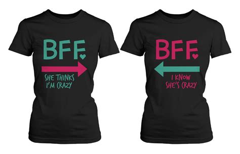 Funny Best Friend Shirts - Crazy BFF Matching Black Cotton T-Shirts - Walmart.com