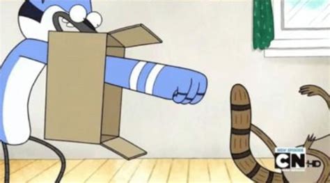 Mordecai Punches Rigby Through a Box | Know Your Meme