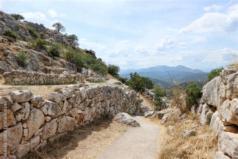 Cyclopean stone walls in ancient greek city Mycenae peloponnese greece Stock Photo | Adobe Stock