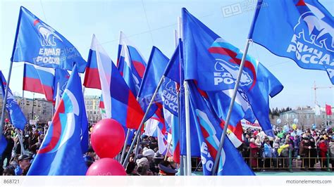 Flags Of United Russia Political Party During The Stock video footage | 868721