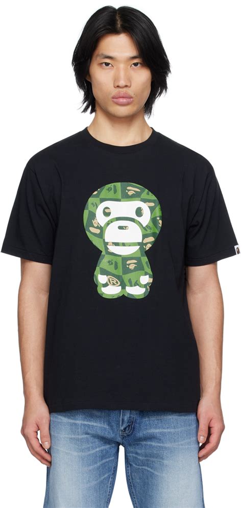 BAPE: Black Distortion Baby Milo T-Shirt | SSENSE