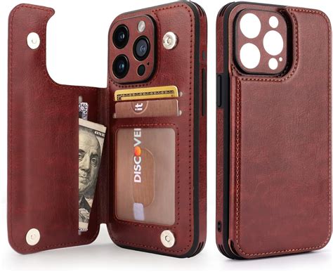 iPhone 15 Pro Case Card Holder Leather Phone Wallet Case