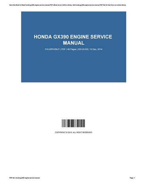 Honda gx390 engine service manual by GregoryHatch4245 - Issuu