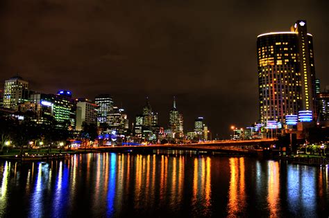 Silhouette of city skyline during nighttime, melbourne, yarra river HD ...