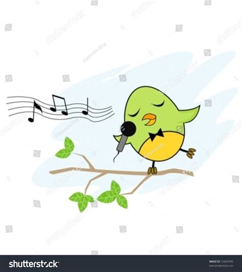 Funny Bird Singing Song Stock Vector 12665995 - Shutterstock