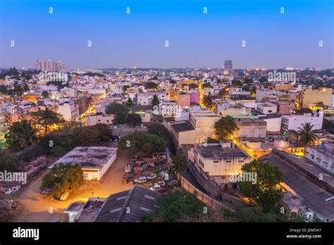 Bangalore city skyline in resident zone at night, Bangalore, India Stock Photo - Alamy