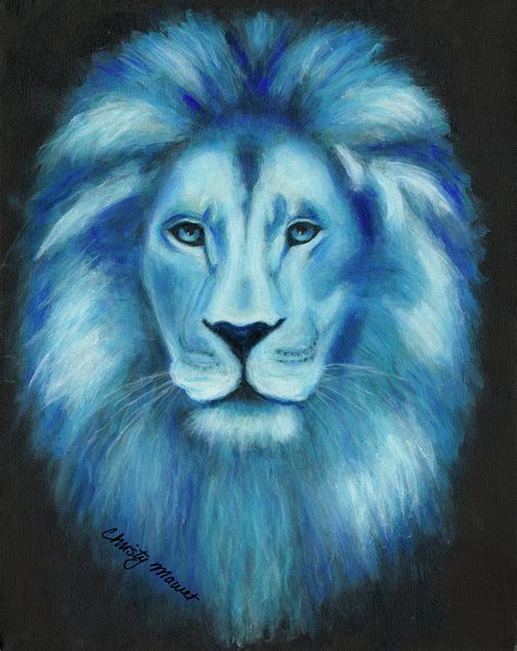 Blue Lion of Revelation Painting by Christy Mawet