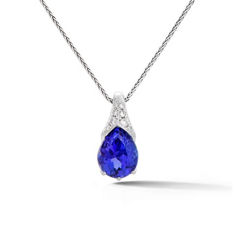 Pear Shape Tanzanite and Diamond Pendant - deJonghe Original Jewelry