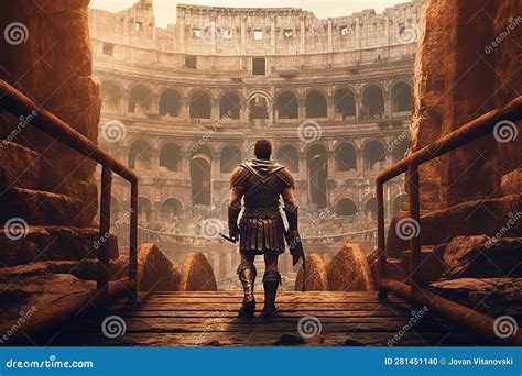 Ancient Roman Gladiator Entering the Colosseum before Battle Generative ...