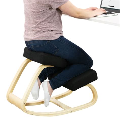 VIVO Ergonomic Wooden Rocking Kneeling Chair, Rocker Stool for Home and Office, Angled Posture ...