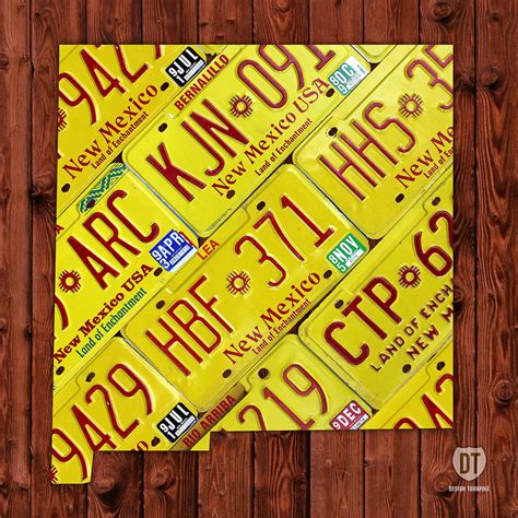 New Mexico State License Plate Map Mixed Media by Design Turnpike - Fine Art America