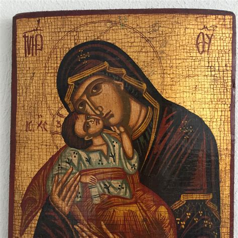 Byzantine icon, orthodox icon, Holly Virgin Mary with baby Jesus,Greek ...