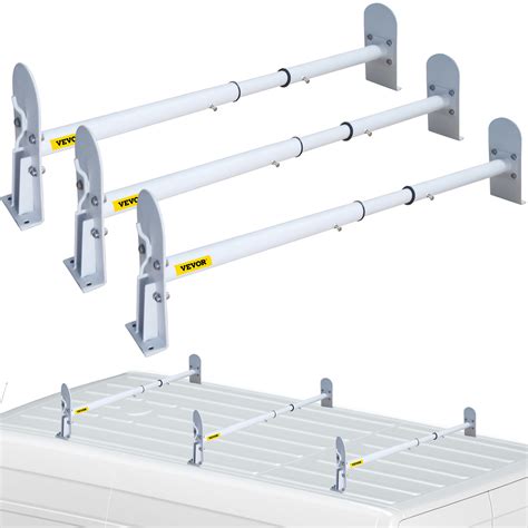 VEVOR Roof Ladder Rack Van Ladder Rack 34.6"-56" Adjustable 3 Bars 500 LBS White | VEVOR US