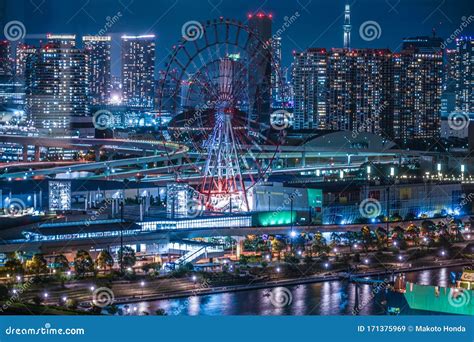 Night View of Tokyo Seen from Odaiba, Tokyo Stock Image - Image of skyscrapers, illumination ...