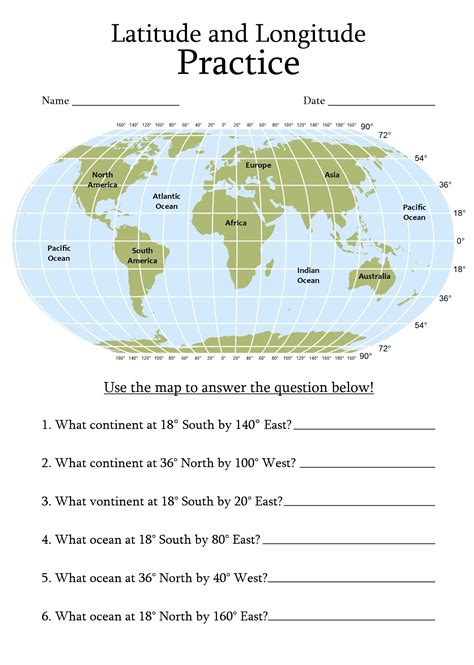 World Map With Longitude And Latitude Worksheet