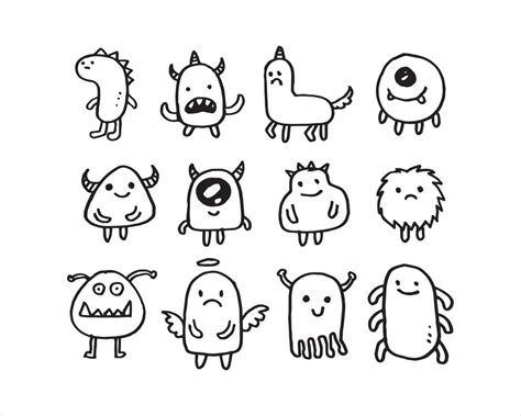 Set of cute monsters illustrations 4735544 Vector Art at Vecteezy