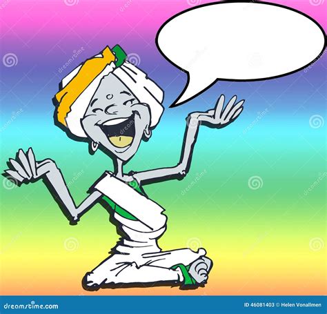 Funny Indian Yogi on Yoga Asana Cartoon with Ballon Stock Illustration - Illustration of cartoon ...