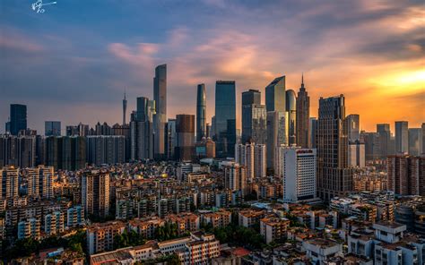 Wallpaper City at dusk, buildings, houses, Guangzhou, China 2880x1800 Picture, Image