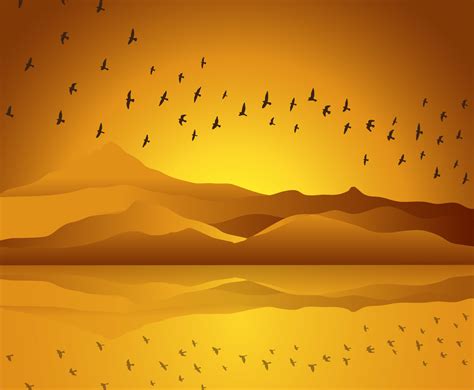 Sunset With Bird Silhouette Vector Art & Graphics | freevector.com