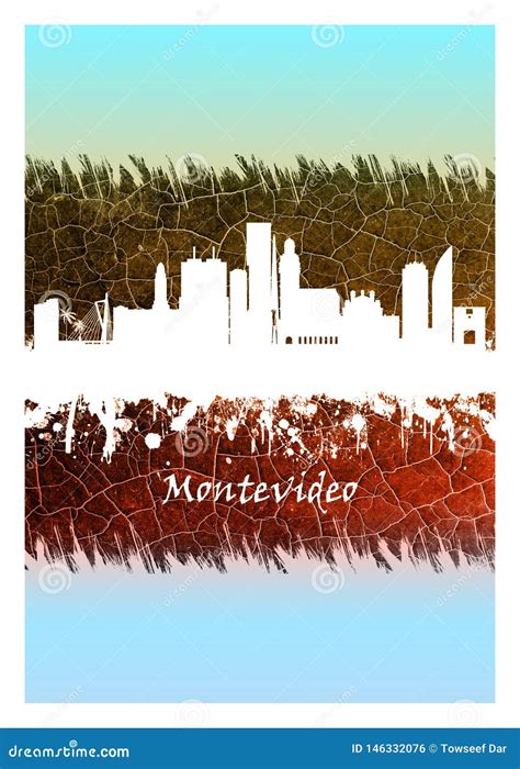 Montevideo Skyline Blue and White Stock Illustration - Illustration of minimalistic, colorful ...