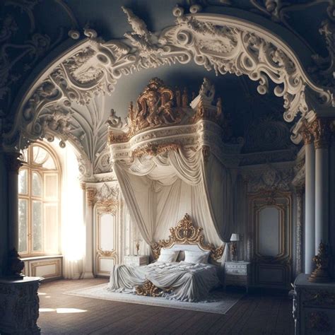 Beautiful Castle Bedroom with White and Gold Decor