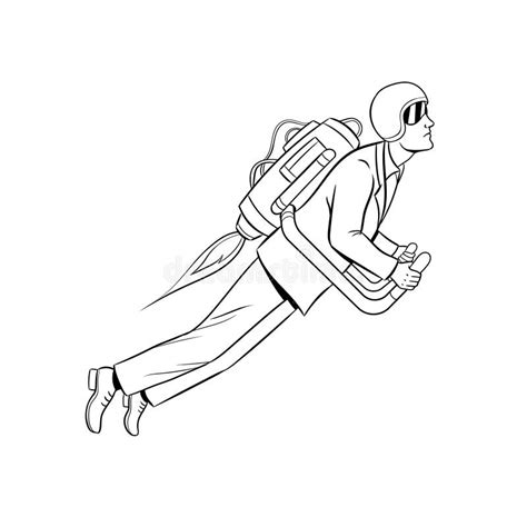 Man Flying Jet Pack Coloring Book Vector Stock Vector - Illustration of coloring, transport ...