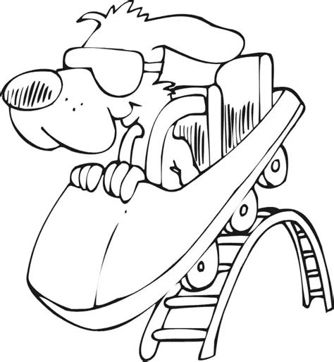 Funny Dog on Roller Coaster Coloring Pages - Coloring Cool