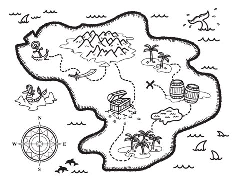 Free treasure map coloring page. Download it at https://museprintables.com/download/coloring ...