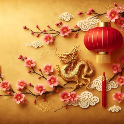 Premium Photo | Wallpaper design painting Chinese new year ai generator