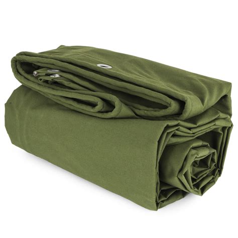 10'x 16' Canvas Tarp 3X4.8M Green Cotton Tarpaulin Lumber 10X16 FT ...