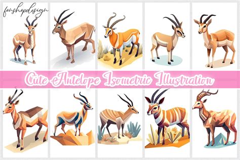 Cute Antelope Isometric Illustration Graphic by FonShopDesign · Creative Fabrica