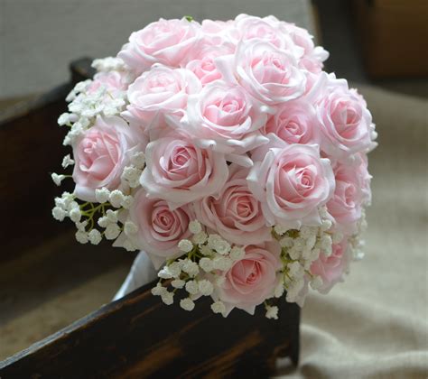 Pink Roses Bouquets Real Touch Pale Pink Roses Bridal Bouquets Silk Wedding Bouquets - Etsy ...