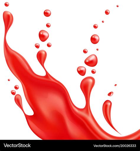 Realistic red tomato juice splash paint Royalty Free Vector