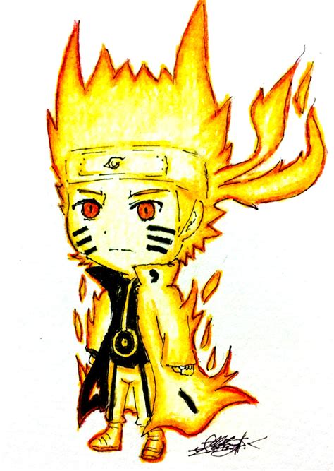 Naruto Nine-tails chakra mode - Chibi by ilikeMADIian on DeviantArt