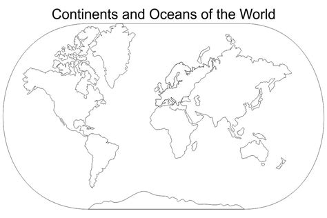 Continents And Oceans Blank Map Printable