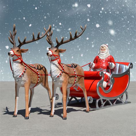 Santa Sleigh and Reindeer | Outdoor reindeer christmas decorations, Reindeer and sleigh ...