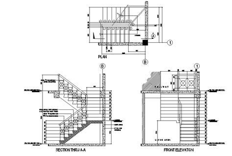 Stair Plan Section And Elevation Autocad File Cadbull – NBKomputer