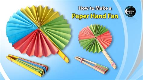 Popsicle Stick, Paper Fan Craft || How to make a paper hand fan ...