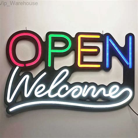 Neon OPEN Light Sign, Dimmable Hanging Neon For Bar Cafe Store Window Business Signs 55 X 35 Cm ...