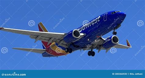 Southwest Airlines Airplane Landing at Los Angeles International Airport in California Editorial ...