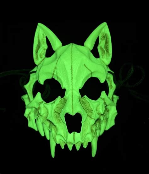 Therian Wolf Skull Mask Black / White / Luminous Resin Mask - Etsy UK