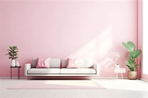 Premium AI Image | Living room in pastel colors with sofa and painting on a wall 3D render ...