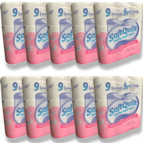 90 Toilet Rolls - 3 PLY Luxury Soft Pink Bathroom Toilet Paper Bulk Pack